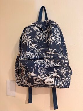 Roxy Navy Blue and White Tropical Backpack